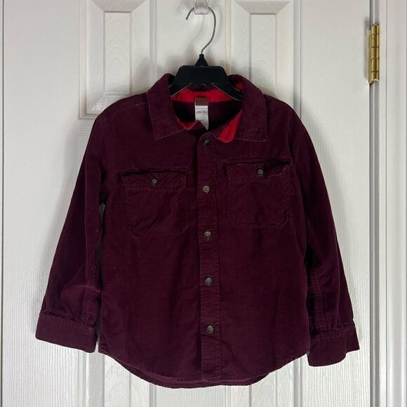 Tea Collection Boys Burgundy Cord Shirt Size 5 - Picture 1 of 3